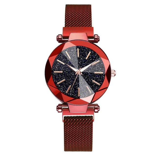 Luxury Starry Sky Stainless Steel Mesh Bracelet Watches For Women