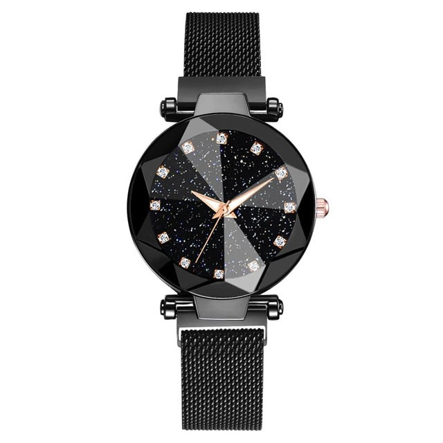 Luxury Starry Sky Stainless Steel Mesh Bracelet Watches For Women