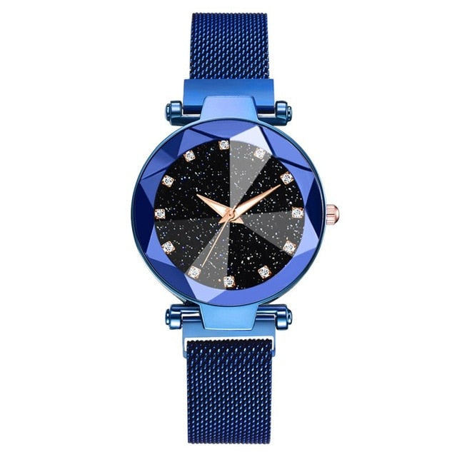 Luxury Starry Sky Stainless Steel Mesh Bracelet Watches For Women