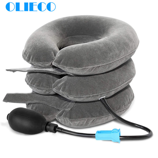 OLIECO Inflatable Cervical Vertebra Traction Soft Travel Neck Pain Release Tractor Neck Posture Correction Neck Stretching Brace