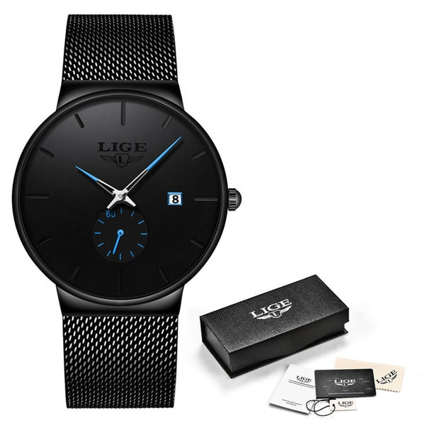 LIGE Fashion Watches Casual Waterproof Quartz Clock Mens Watches Top Brand Luxury Ultra-Thin Date Sports Watch Relogio Masculino