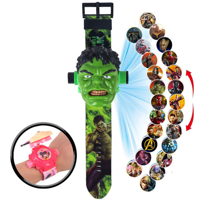 The 3 D  Projection  Children  Watch  Cartoon  Ultraman Spiderman Ironman Princess  Digital Watches  Kids Watches Toy