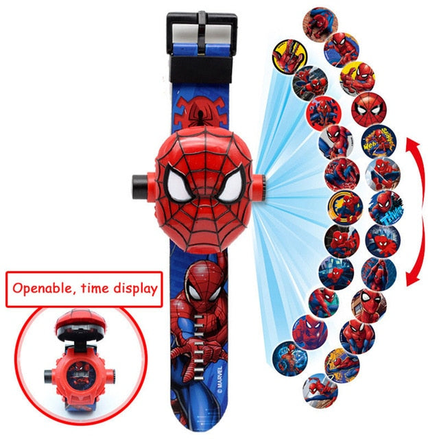 The 3 D  Projection  Children  Watch  Cartoon  Ultraman Spiderman Ironman Princess  Digital Watches  Kids Watches Toy