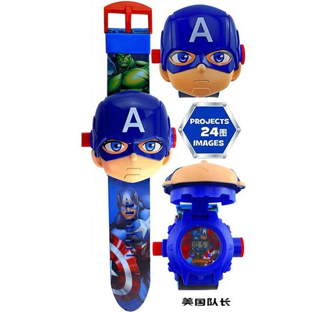 The 3 D  Projection  Children  Watch  Cartoon  Ultraman Spiderman Ironman Princess  Digital Watches  Kids Watches Toy