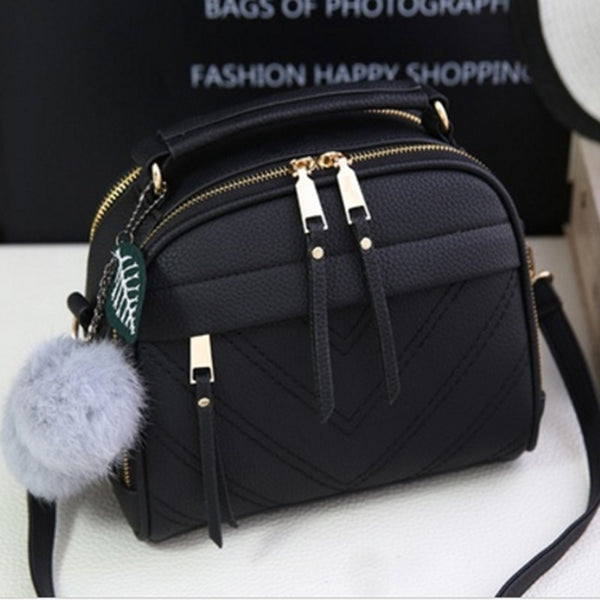 2020 New Fashion PU Leather Handbag for Women Girl Messenger Bags with Ball Toy Bolsa Female Shoulder Bags Ladies Party Handbags